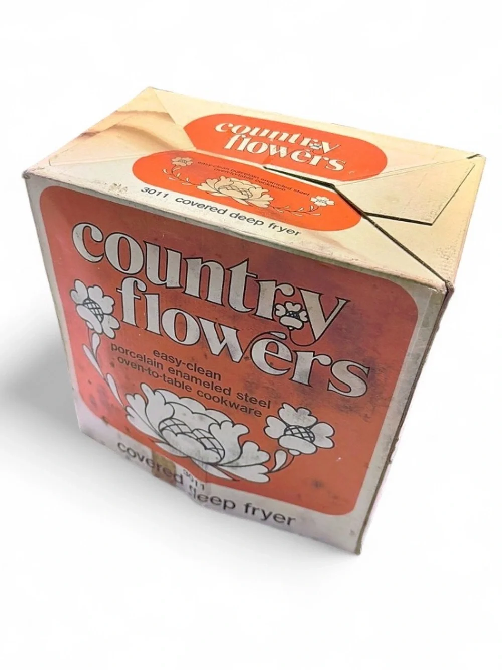 Vintage 1970s Sanko Ware Country Flowers Covered Deep Fryer Set Model 3011 NOS